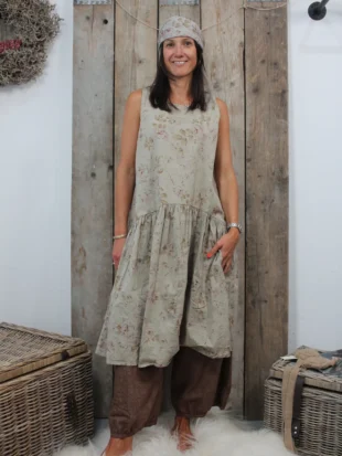 Les Ours  Kleid TAHO AW26 in Popeline Fleurs Sauge