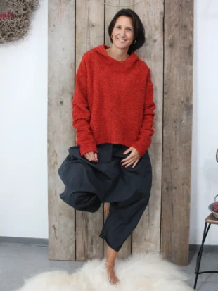 PRIVATSACHEN Pullover aus Ökoteddy mit Kapuze NIGILISTIG in Kichern one size